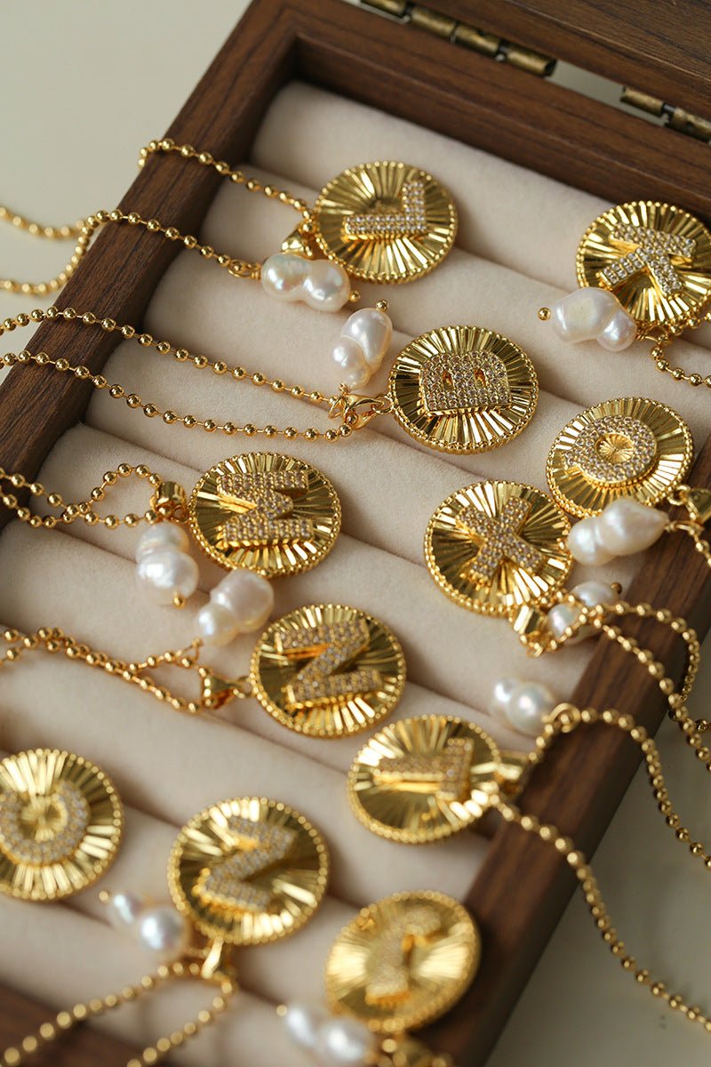 26 Initial Coin Pearl Long Necklace - floysun