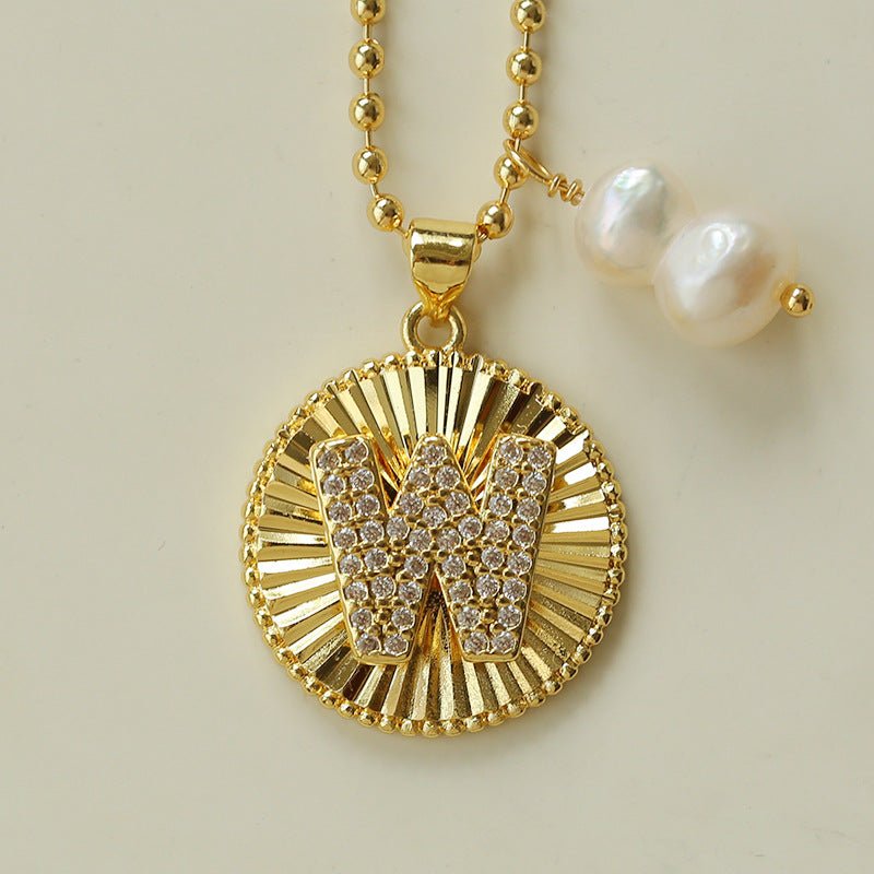 26 Initial Coin Pearl Long Necklace - floysun
