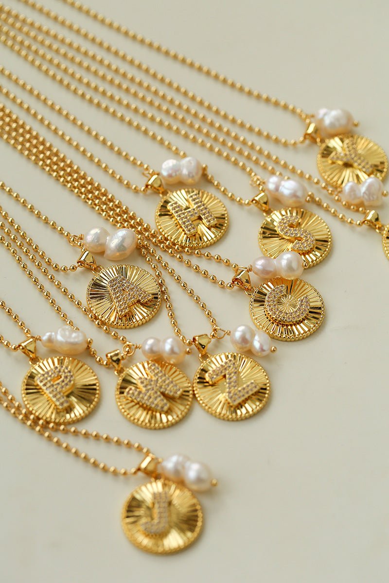 26 Initial Coin Pearl Long Necklace - floysun