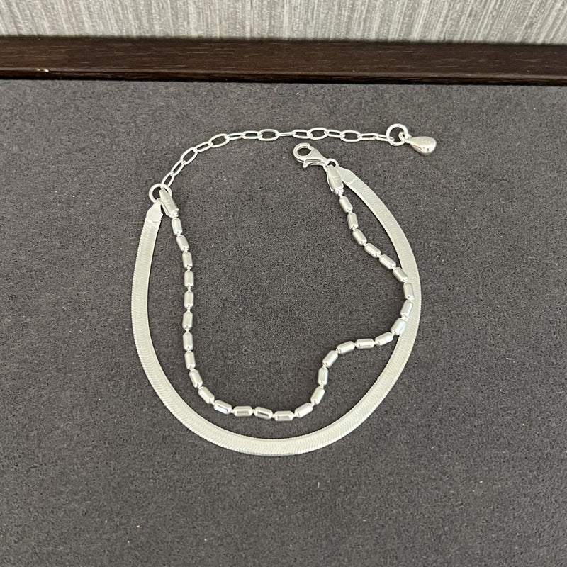 Effortless Layers 925 Silver Double Chain Bracelet