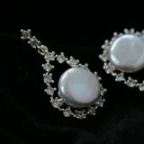 3 Styles Cubic Zirconia Baroque Pearl Drop Earrings - floysun