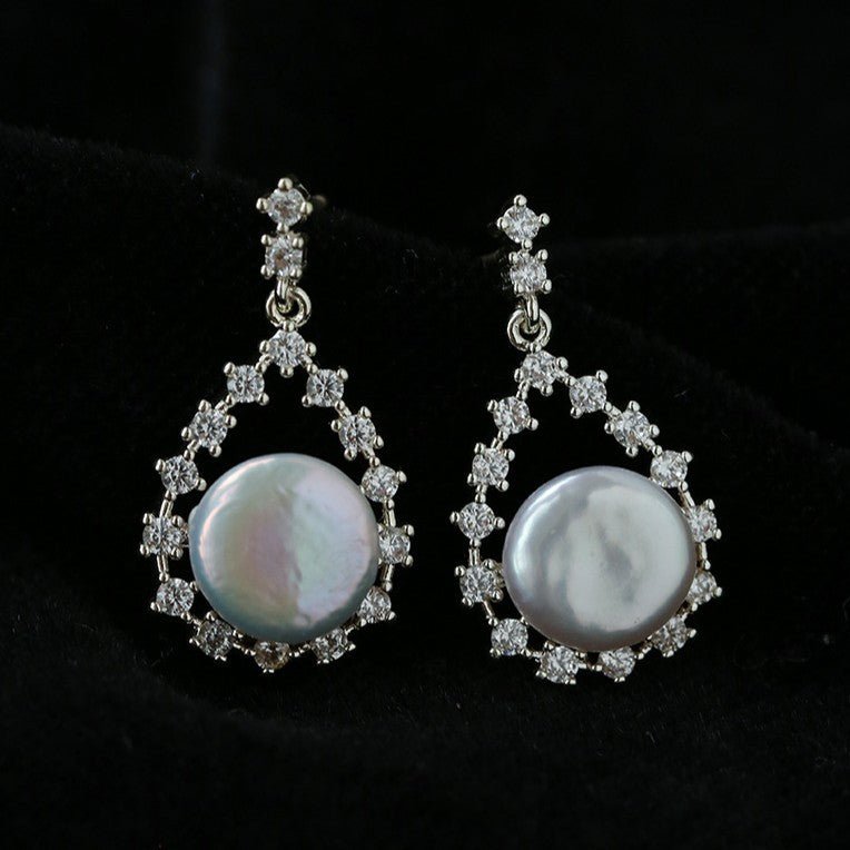 3 Styles Cubic Zirconia Baroque Pearl Drop Earrings - floysun