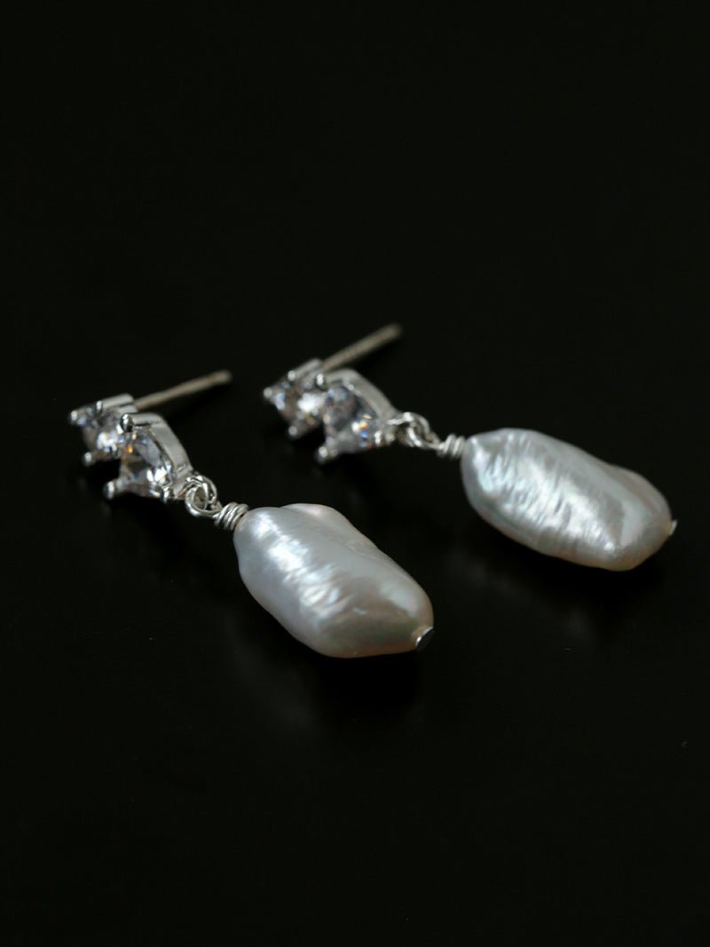 3 Styles Cubic Zirconia Baroque Pearl Drop Earrings - floysun