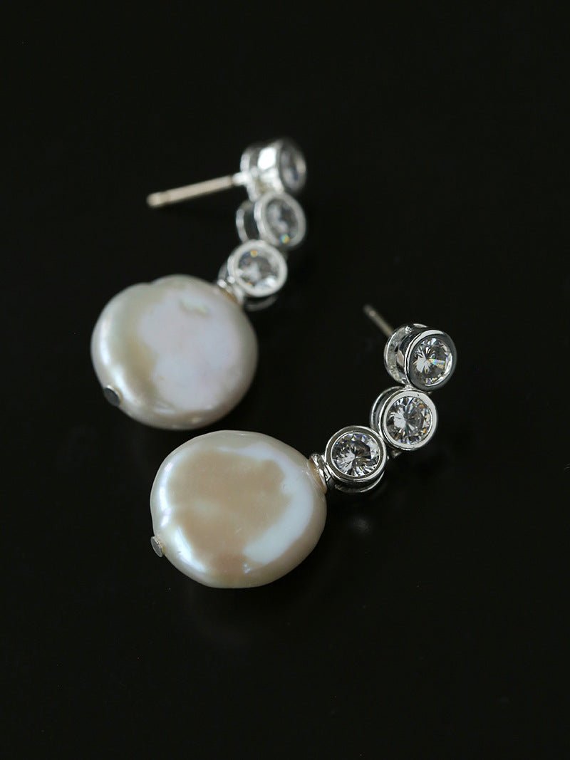 3 Styles Cubic Zirconia Baroque Pearl Drop Earrings - floysun