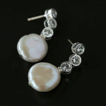 3 Styles Cubic Zirconia Baroque Pearl Drop Earrings - floysun