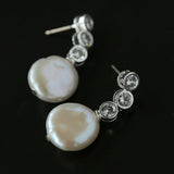 3 Styles Cubic Zirconia Baroque Pearl Drop Earrings - floysun
