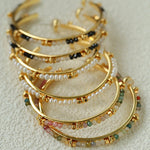 3 Styles Large Open C Hoop Multicolor natural stone and pearl beaded Earrings - floysun