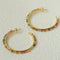 3 Styles Large Open C Hoop Multicolor natural stone and pearl beaded Earrings - floysun