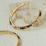 3 Styles Large Open C Hoop Multicolor natural stone and pearl beaded Earrings - floysun