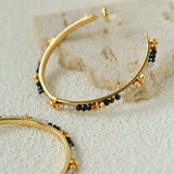 3 Styles Large Open C Hoop Multicolor natural stone and pearl beaded Earrings - floysun