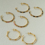 3 Styles Large Open C Hoop Multicolor natural stone and pearl beaded Earrings - floysun