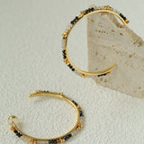 3 Styles Large Open C Hoop Multicolor natural stone and pearl beaded Earrings - floysun
