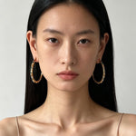 3 Styles Large Open C Hoop Multicolor natural stone and pearl beaded Earrings - floysun