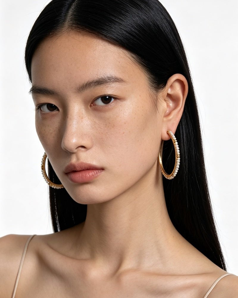 3 Styles Large Open C Hoop Multicolor natural stone and pearl beaded Earrings - floysun