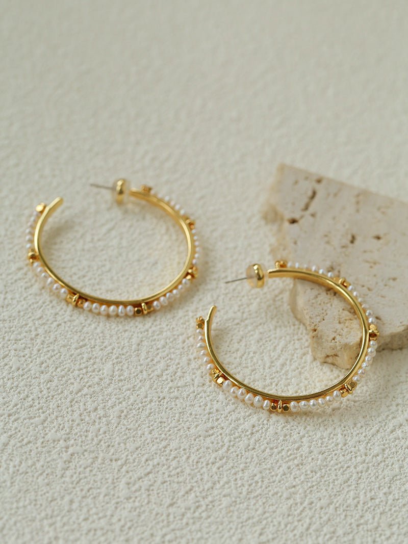 3 Styles Large Open C Hoop Multicolor natural stone and pearl beaded Earrings - floysun