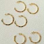 3 Styles Large Open C Hoop Multicolor natural stone and pearl beaded Earrings - floysun