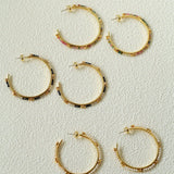 3 Styles Large Open C Hoop Multicolor natural stone and pearl beaded Earrings - floysun