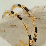 3 Styles Large Open C Hoop Multicolor natural stone and pearl beaded Earrings - floysun