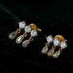 3 Tassel Teardrop Cubic Zirconia Dangle Stud Earrings - floysun
