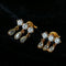 3 Tassel Teardrop Cubic Zirconia Dangle Stud Earrings - floysun