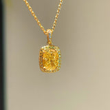 Collier en diamant jaune K taille Asscher de luxe  