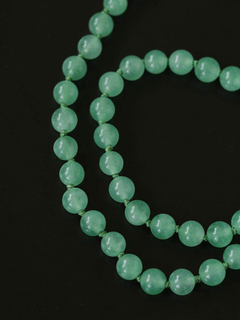 Natural Green Aventurine Beaded Necklace - close-up detail | Floysun