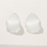 Sculpted white petal statement stud earrings in 925 sterling silver