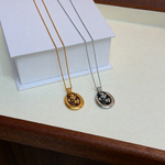 Gold and silver four-leaf clover enamel pendant necklaces