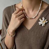 Vintage Blooming Flower Toothpick Pearl Baroque Pearl Brooch