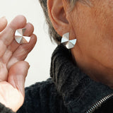 3D Folded Geometric Brushed Texture Stud Earrings - floysun