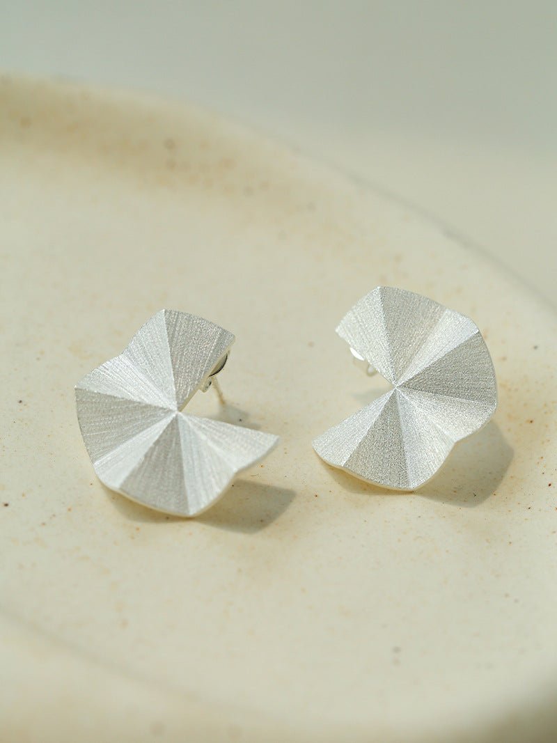 3D Folded Geometric Brushed Texture Stud Earrings - floysun