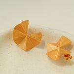 3D Folded Geometric Brushed Texture Stud Earrings - floysun
