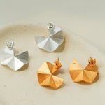 3D Folded Geometric Brushed Texture Stud Earrings - floysun