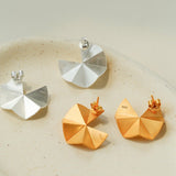 3D Folded Geometric Brushed Texture Stud Earrings - floysun