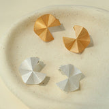 3D Folded Geometric Brushed Texture Stud Earrings - floysun