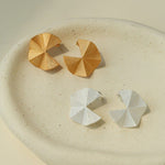 3D Folded Geometric Brushed Texture Stud Earrings - floysun