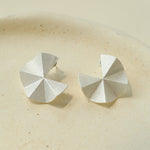 3D Folded Geometric Brushed Texture Stud Earrings - floysun