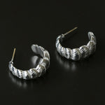 3D Sculpted Seashell Texture C-Hoop Earrings - floysun