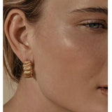 3D Sculpted Seashell Texture C-Hoop Earrings - floysun