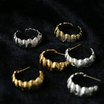 3D Sculpted Seashell Texture C-Hoop Earrings - floysun