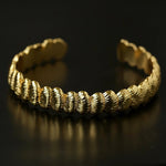 3D Sculpted Seashell Texture Open Cuff Bangle - floysun