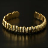 3D Sculpted Seashell Texture Open Cuff Bangle - floysun