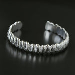 3D Sculpted Seashell Texture Open Cuff Bangle - floysun