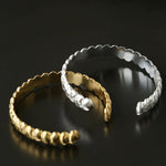 3D Sculpted Seashell Texture Open Cuff Bangle - floysun