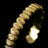 3D Sculpted Seashell Texture Open Cuff Bangle - floysun
