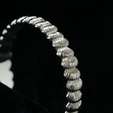 3D Sculpted Seashell Texture Open Cuff Bangle - floysun