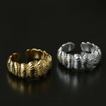 3D Sculpted Seashell Texture Open Statement Ring - floysun