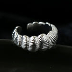 3D Sculpted Seashell Texture Open Statement Ring - floysun