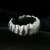 3D Sculpted Seashell Texture Open Statement Ring - floysun