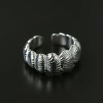 3D Sculpted Seashell Texture Open Statement Ring - floysun